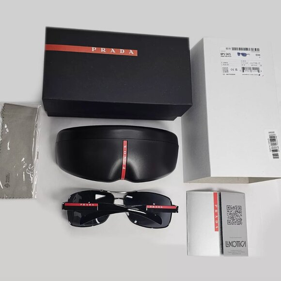 Prada Sunglasses Polarized Navigator Gunmetal Black Grey - Picture 2 of 5